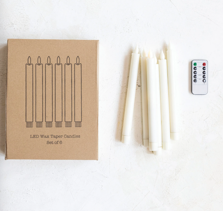 Flameless LED Wax Taper Candles, Set of 6