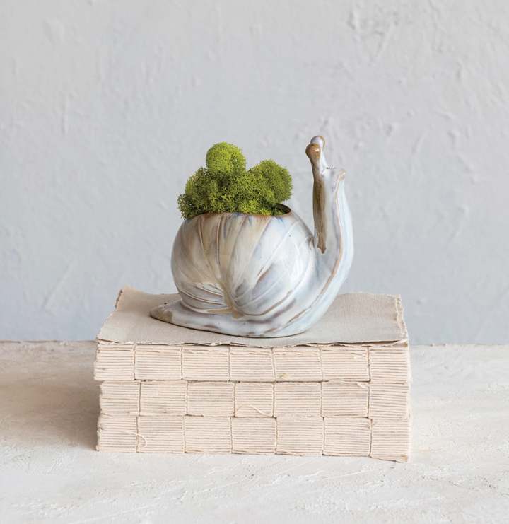 Stoneware Snail Planter