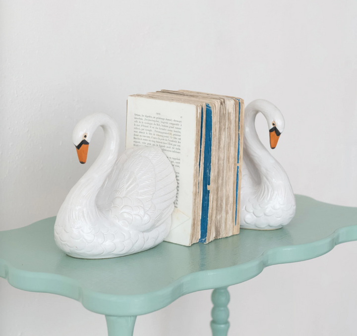 Individual Stoneware Swan Shaped Bookend