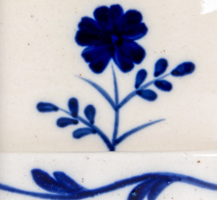Hand-Painted Stoneware Butter Dish with Flower