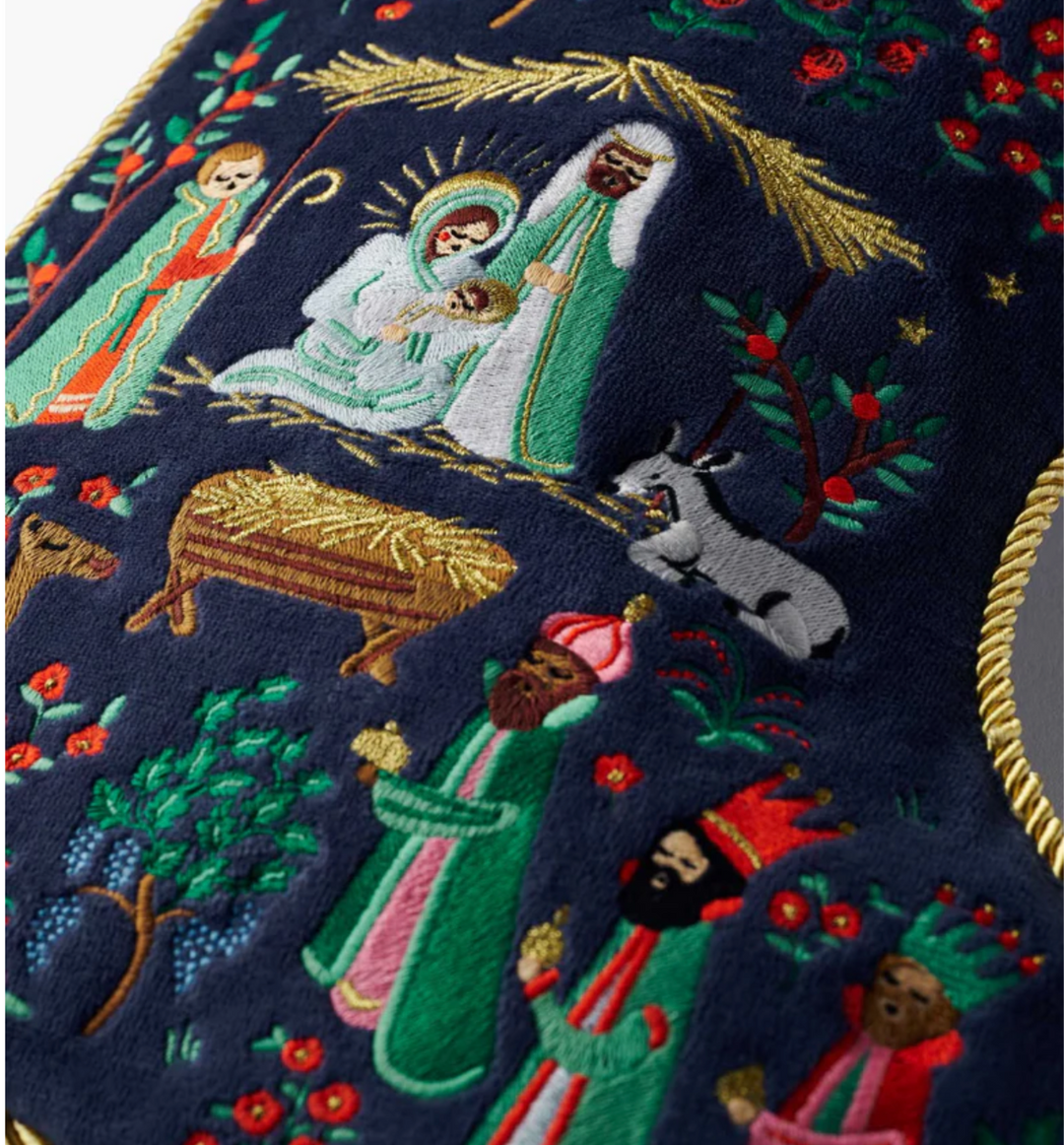 Nativity Embroidered Stocking