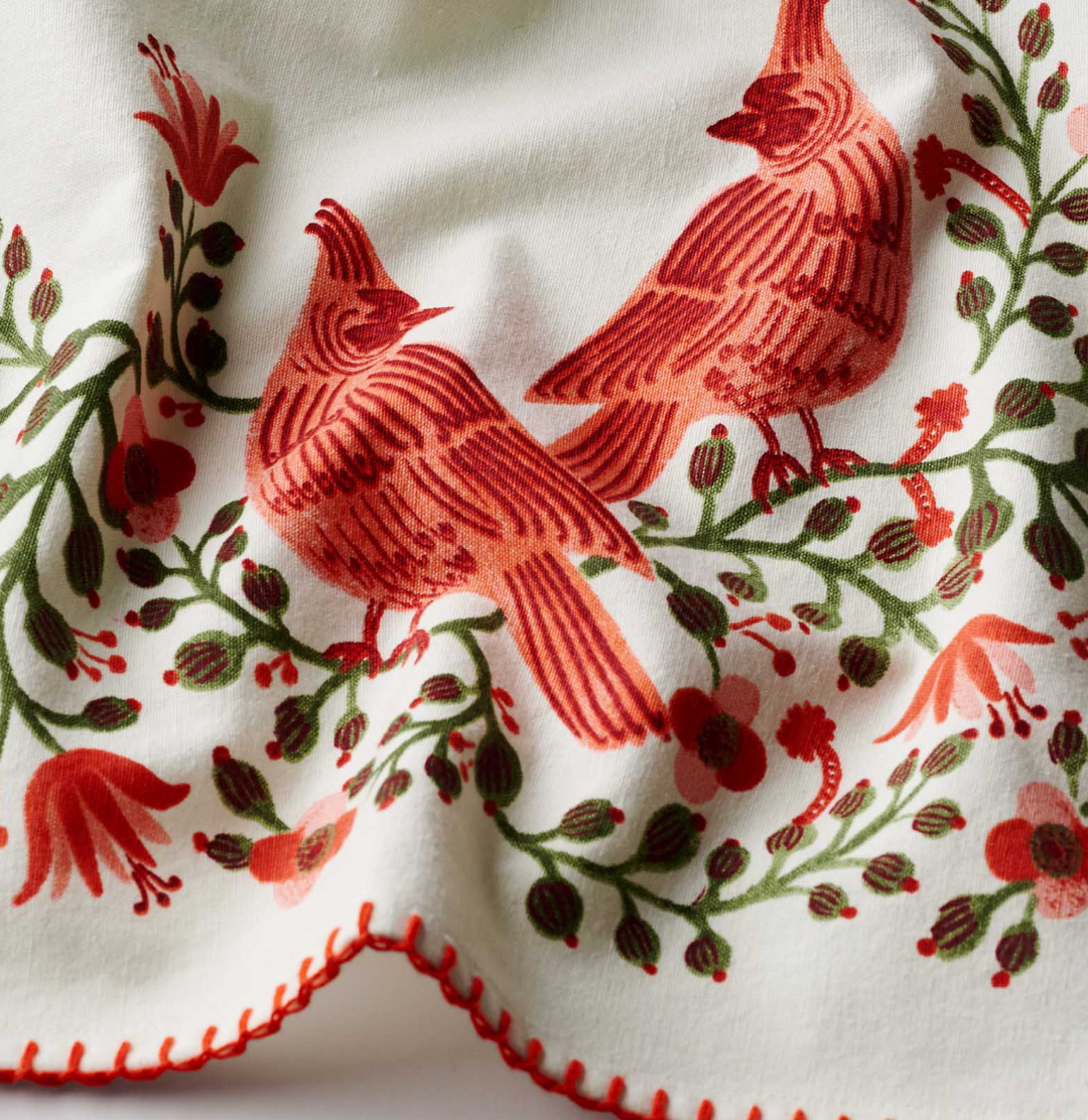 Christmas Cardinals Tea Towel