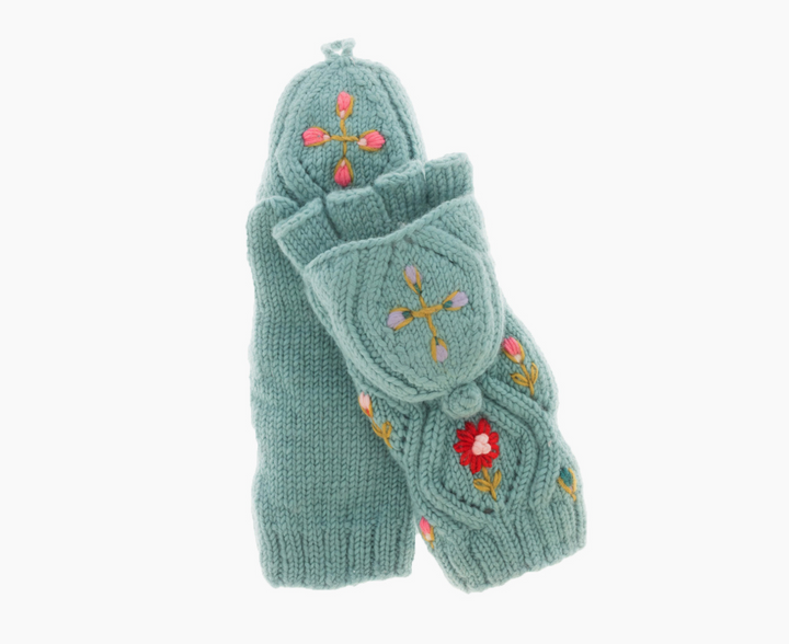 Tilly Convertible Mittens in Turquoise