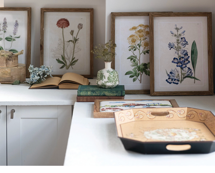 Wood Framed Vintage Florals, 4 Styles