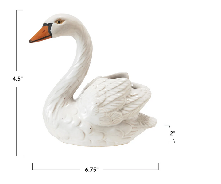 Stoneware Swan Shaped Toothpick Holder