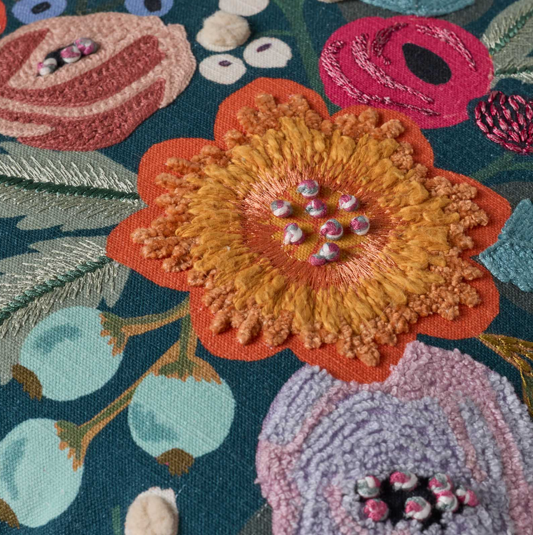 Vintage Garden Embroidered Pillow, 18"x18"