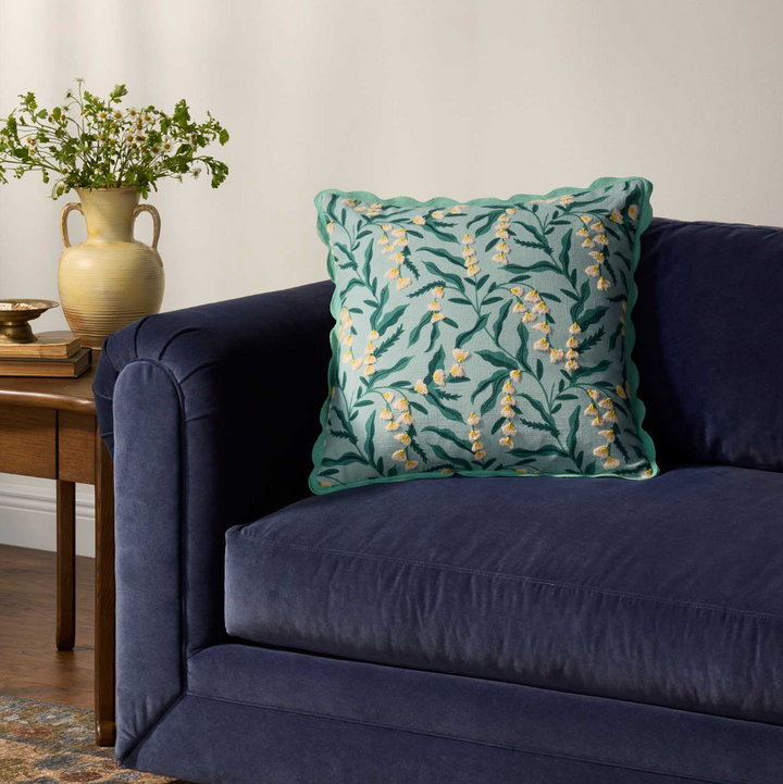 Lily of the Valley Embroidered Pillow, 20"x20"