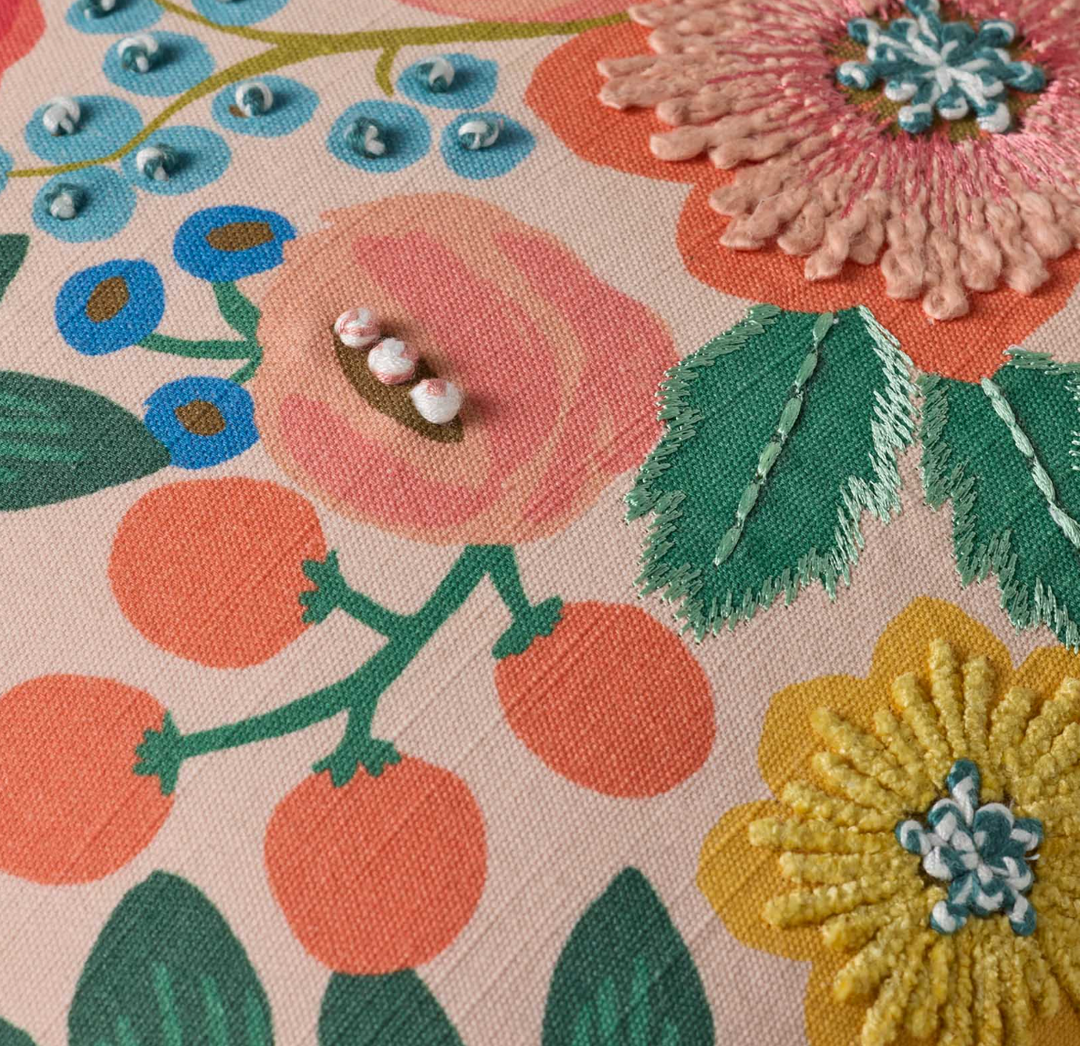 Vintage Garden Embroidered Pillow, 18"x18"
