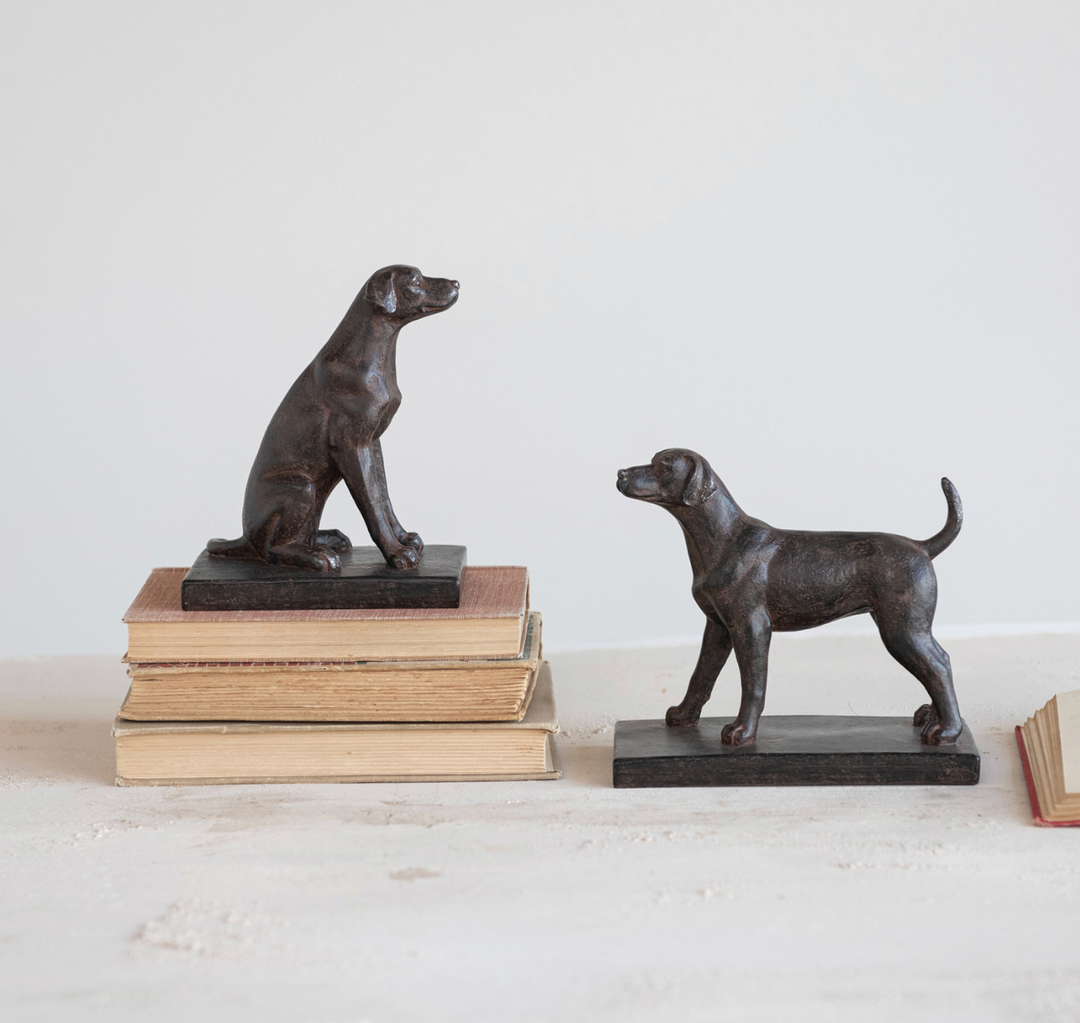 Resin Dog Bookends, Set of 2