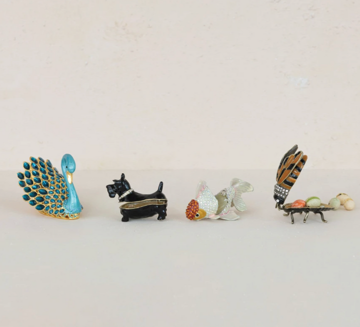 Enameled Metal Bee Shaped Trinket Box