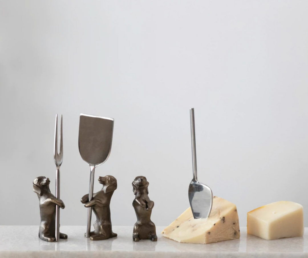 Cheese Knives w/ Dog Stands Set