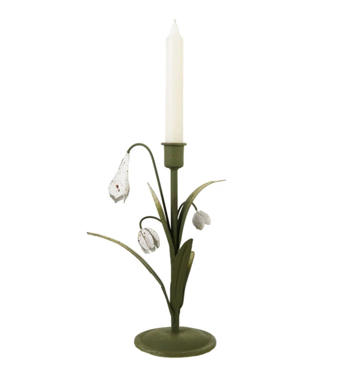 Metal Vintage Reproduction Toleware Lily of the Valley Taper Holder
