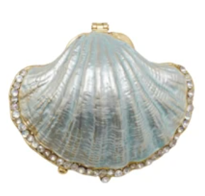Enameled Metal Shell Shaped Trinket Box with Jewels, 3 Colors