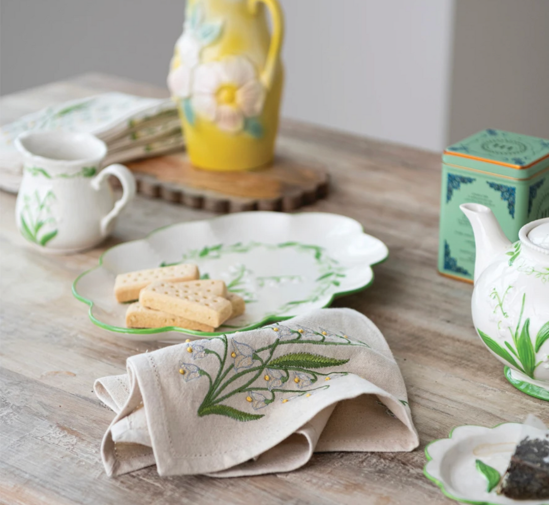 Lily of the Valley Embroidered Napkins, Set of 4