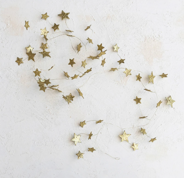 72" Glitter Paper Star Garland, Gold Color