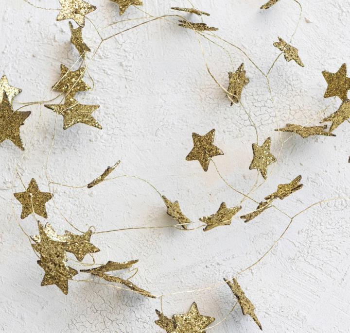 72" Glitter Paper Star Garland, Gold Color