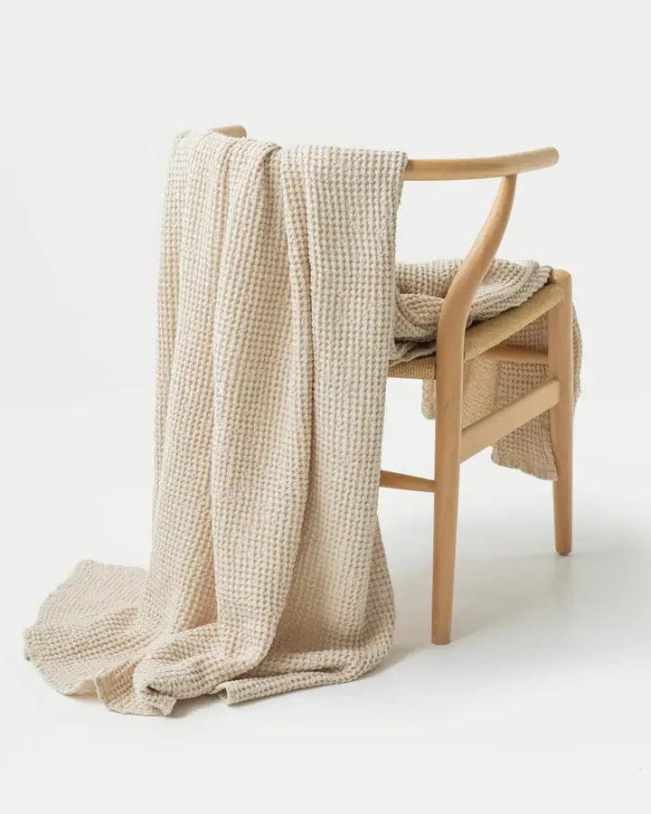 Vanilla Linen Waffle Throw Blanket