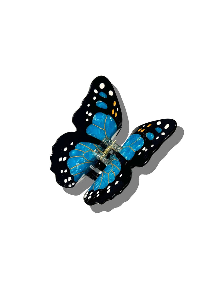 Hand-painted Monarch Butterfly Claw Hair Clip | Eco-Friendly: Blue