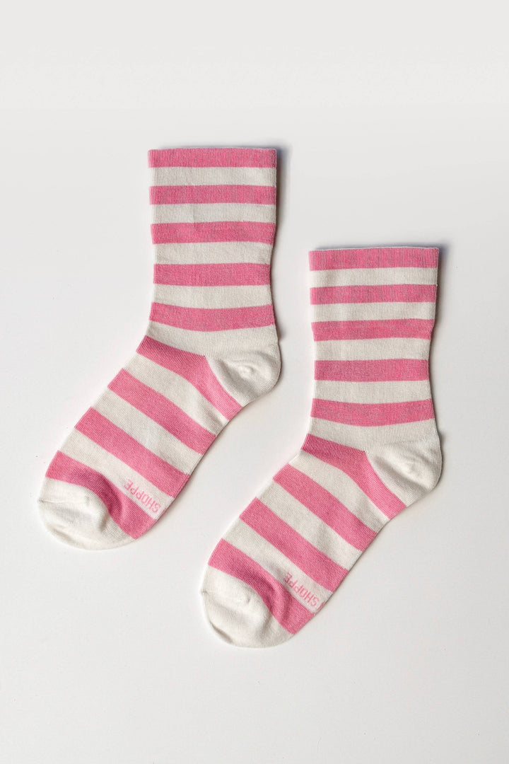 Wide Wally Socks, Rose Stripe