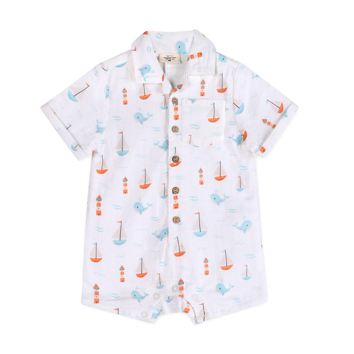 Sailboat Baby Button Romper
