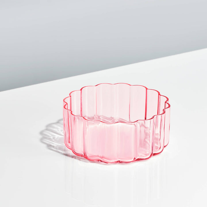 Blush Pink Glass Flower Wave, Single Bowl