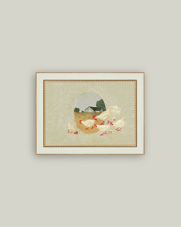 Spring Chickens Framed Antique Art, 2 Sizes