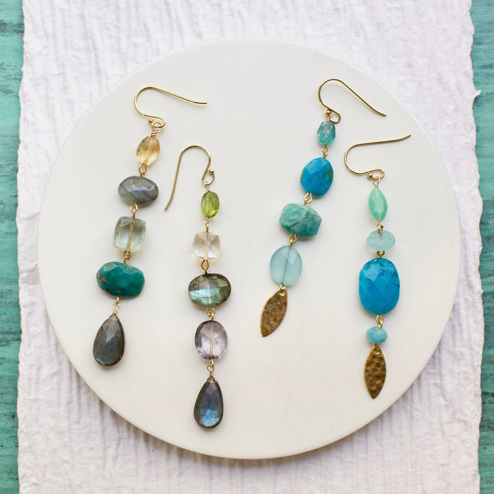 3" Mismatched Earrings in Lab Multi & Sterling Silver