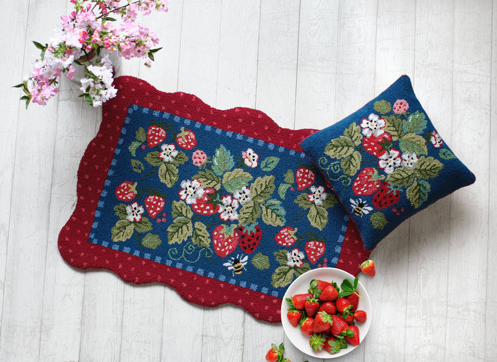 Vintage Strawberries Hook Pillow