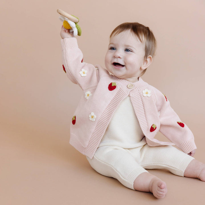 Kids Strawberry Flower Cardigan