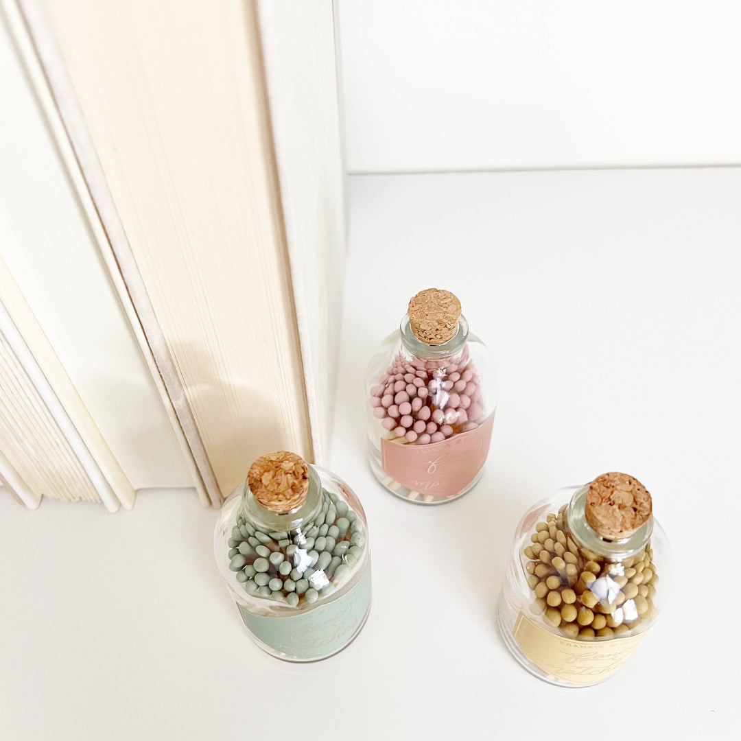 Sage Green Matches in a Glass Jar