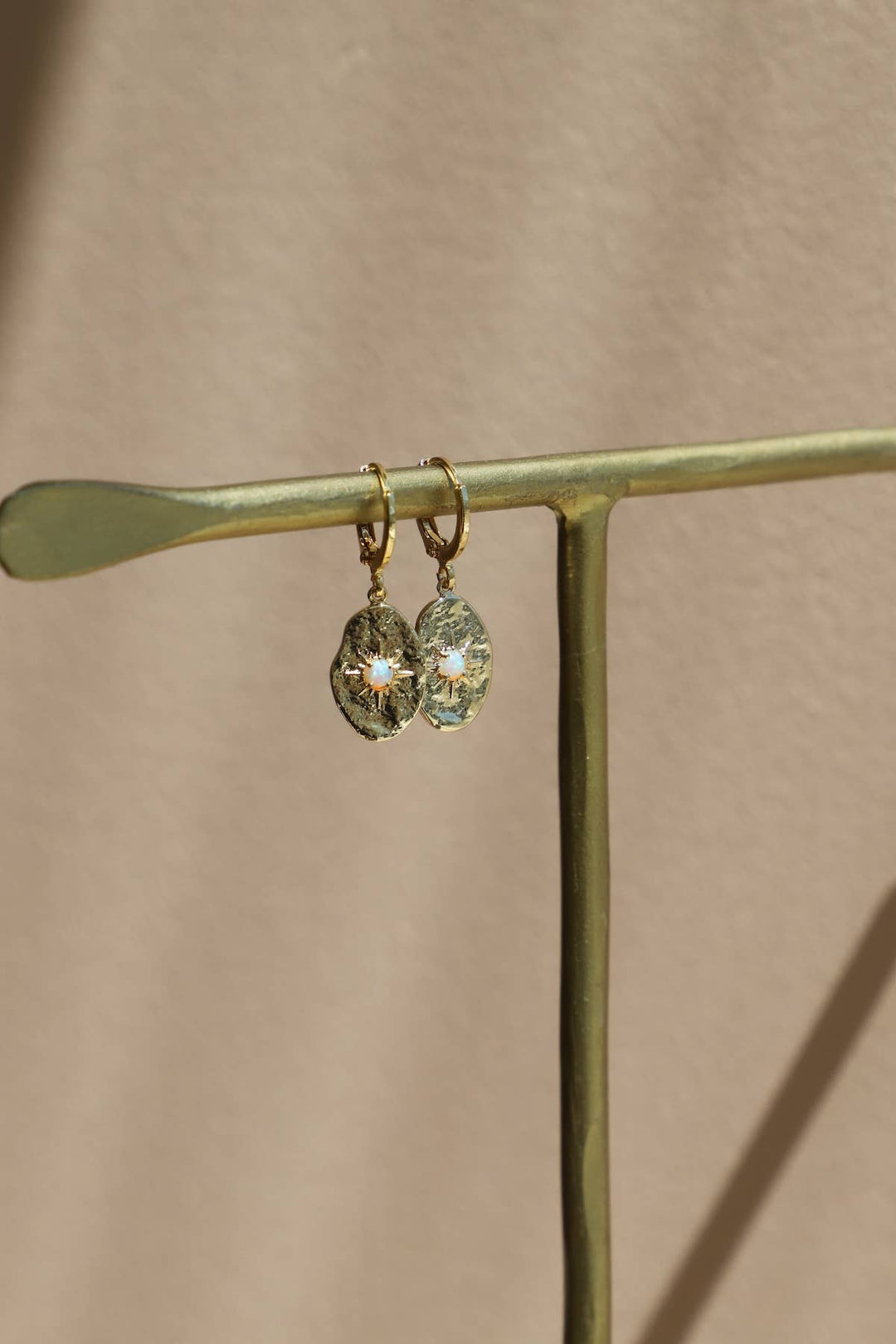 Frances Opal Huggies in Gold