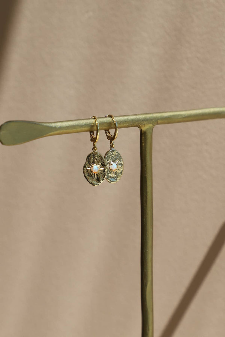 Frances Opal Huggies in Gold