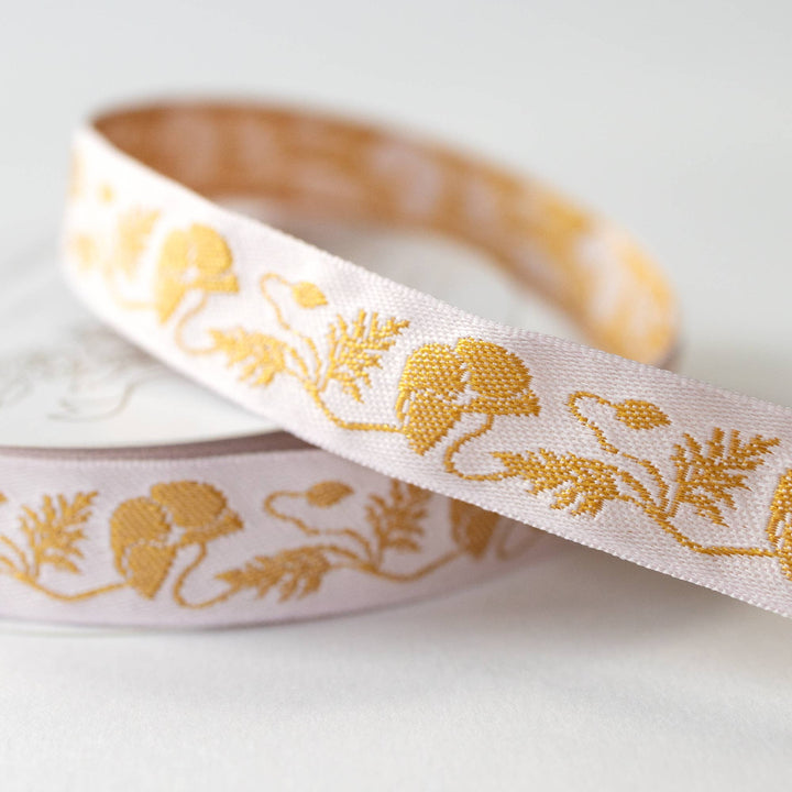 Gold Poppy Embroidered Ribbon