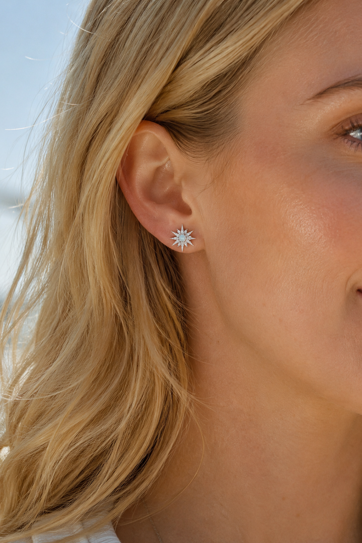 Silver Opal Star Studs