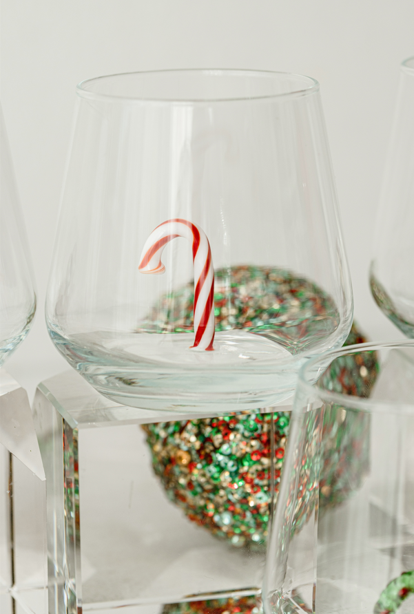 Candy Cane Figurine Drinking Glass
