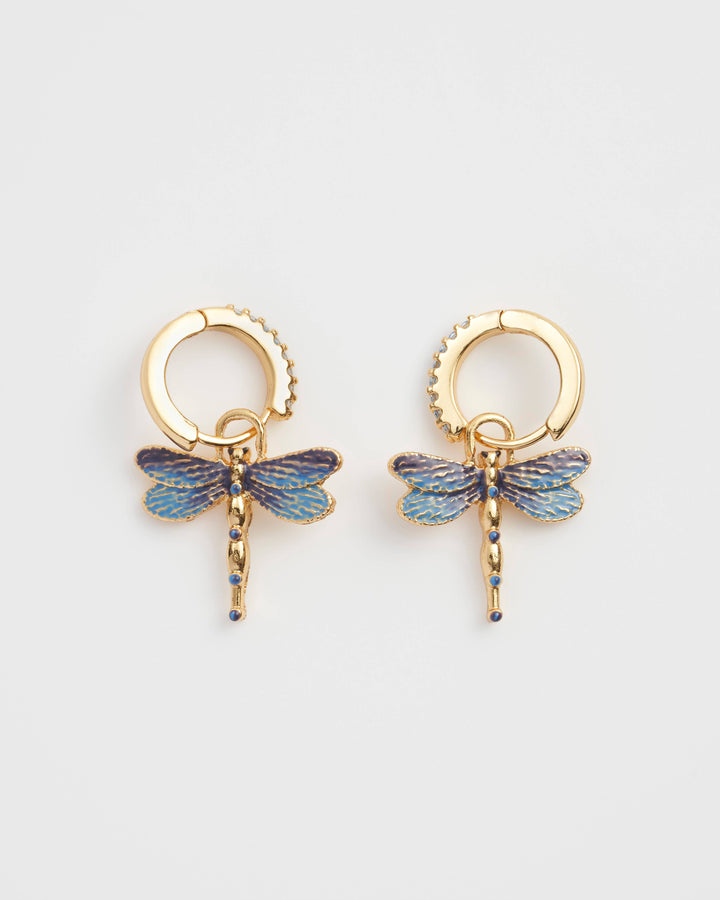 Dragonfly Charm Huggie Earrings