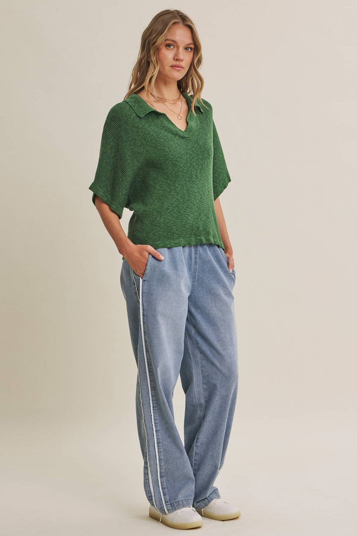 Easy Layering Favorite Relaxed Dolman Sweater in Hunter Green