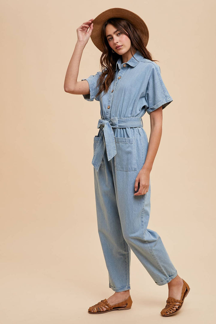 Denim Collar Jumpsuit
