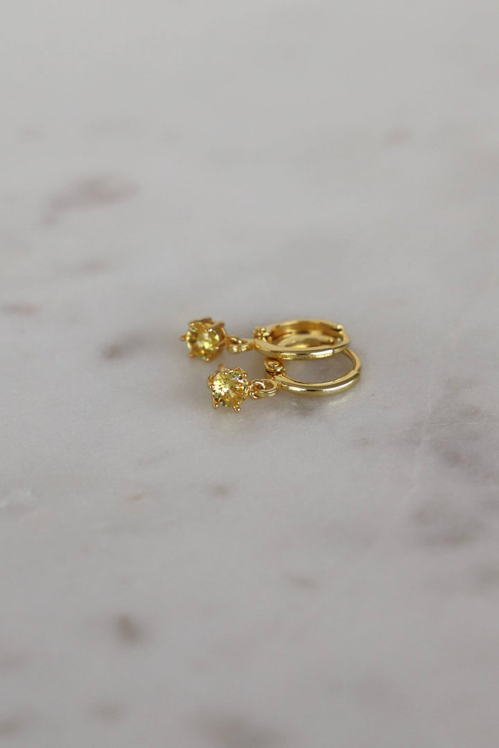 Round Birthstone Huggies