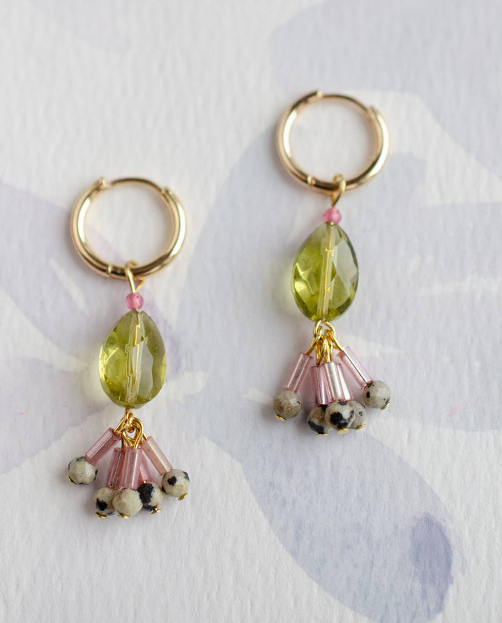 Alma Green Quartz Dangle Hoops