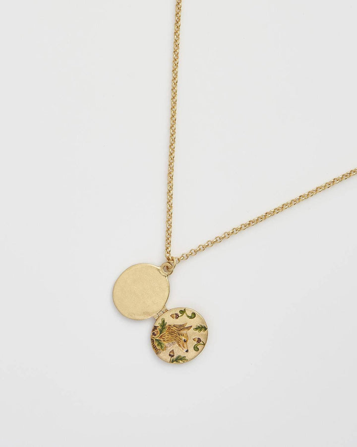 Fox &amp; Acorn Locket Necklace