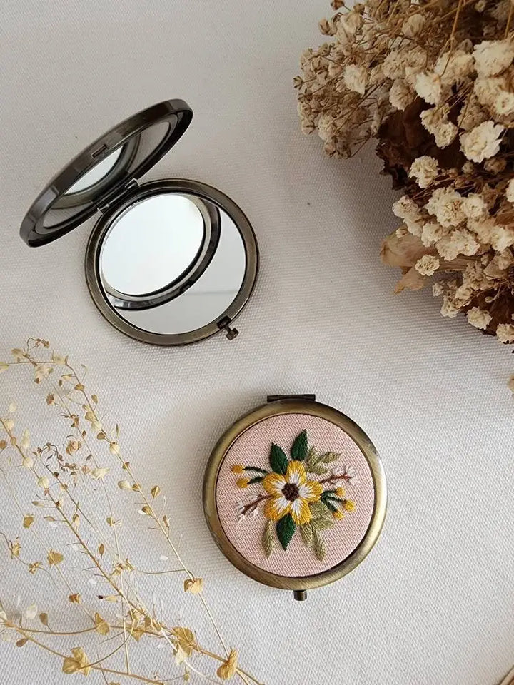 Floral Embroidered Compact Mirror, 4 Styles