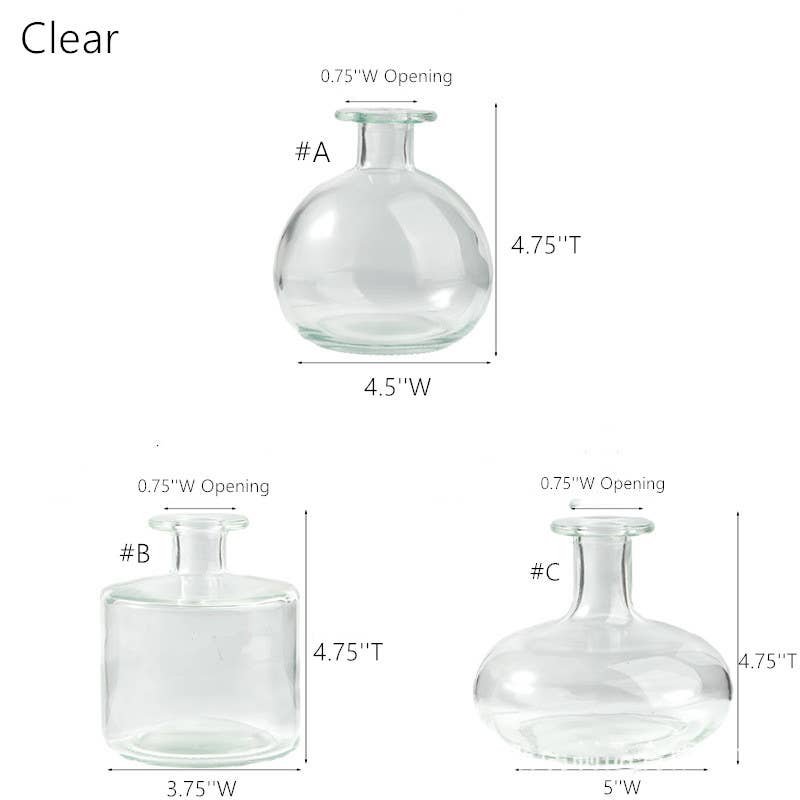 Glass Bud Vases, Round, Multi-color