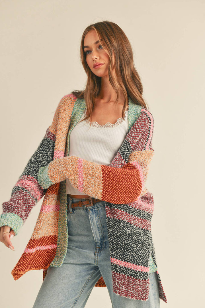 Oversized Color Block Cardigan in 2 Colors