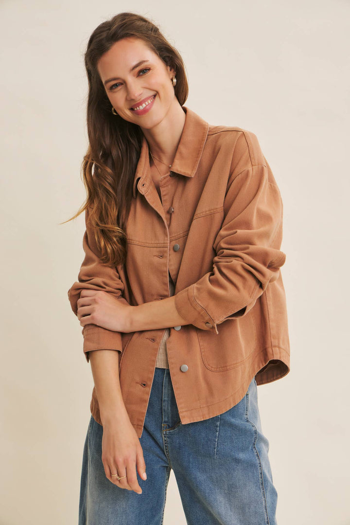 Oversized Utility Jacket in Camel