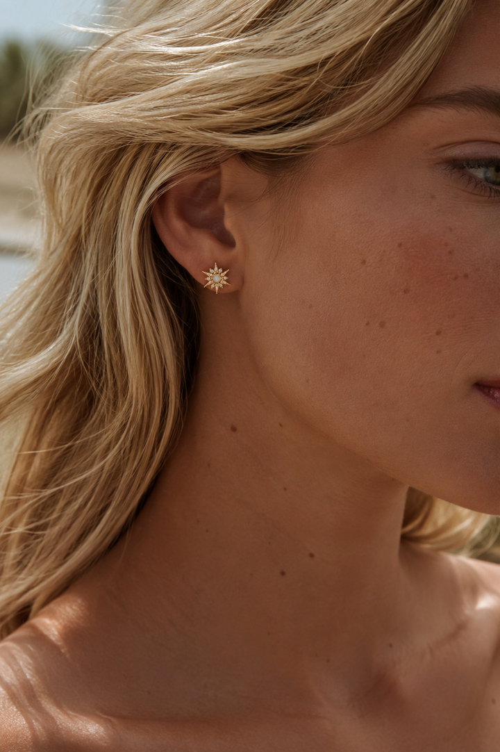 Gold Opal Star Studs