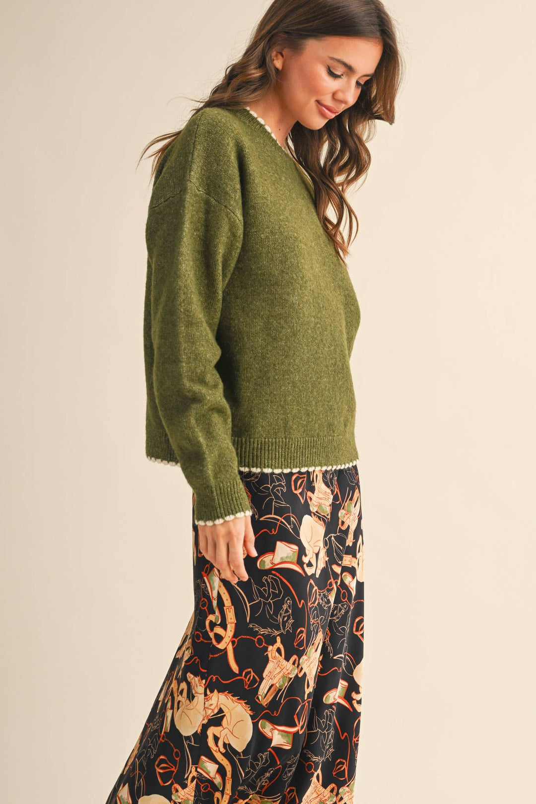 Knit Scalloped Edge Sweater