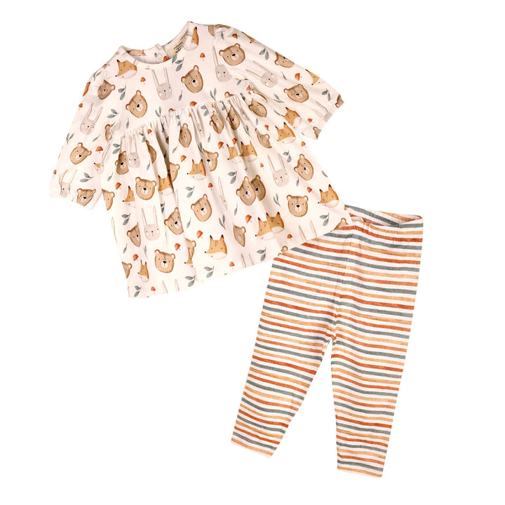 Forest Animals Baby Dress &amp; Legging Set