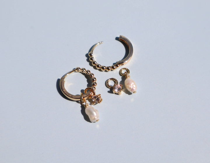 Dainty Freshwater Pearl Charm Earrings