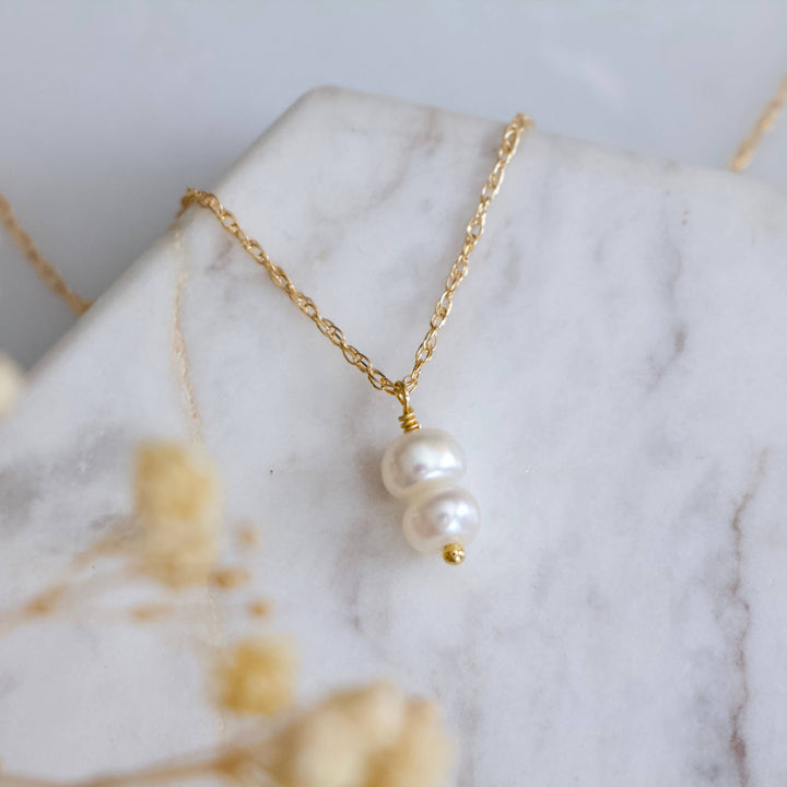 Mini Pearl Drop Necklace - Gold Filled